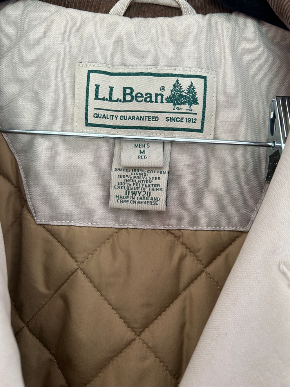 L.L. Bean Vintage Men's Beige Barn Coat with Brown Corduroy Collar/Cuffs - Picture 8 of 16